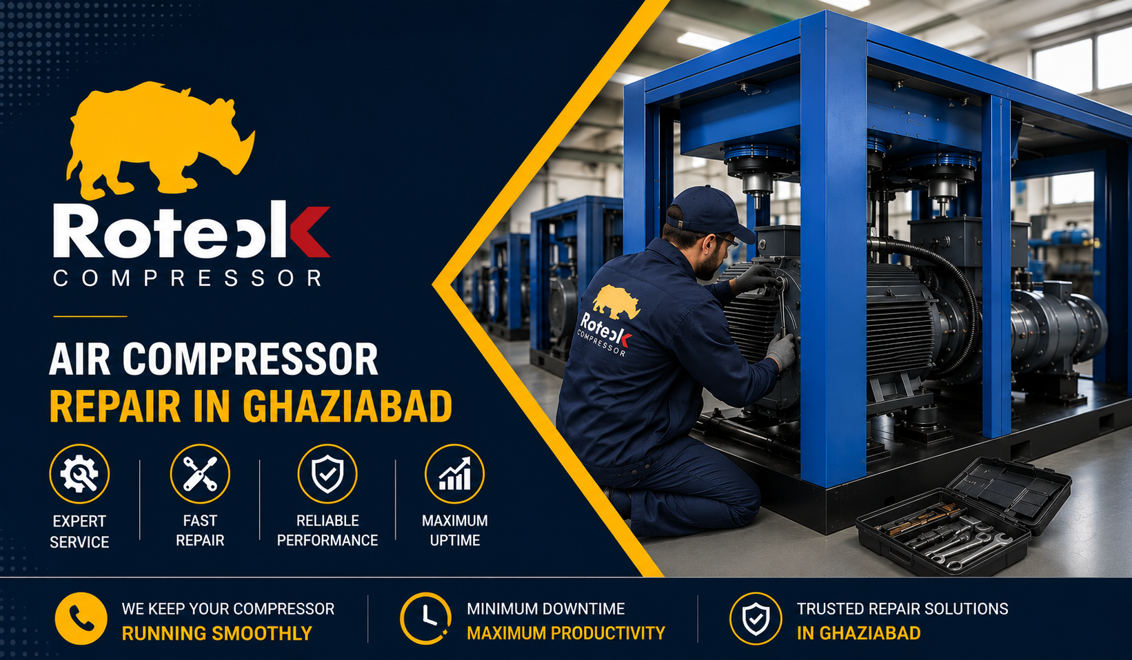 Air Compressor Repair in Ghaziabad – Reliable Service by Roteck Compressor